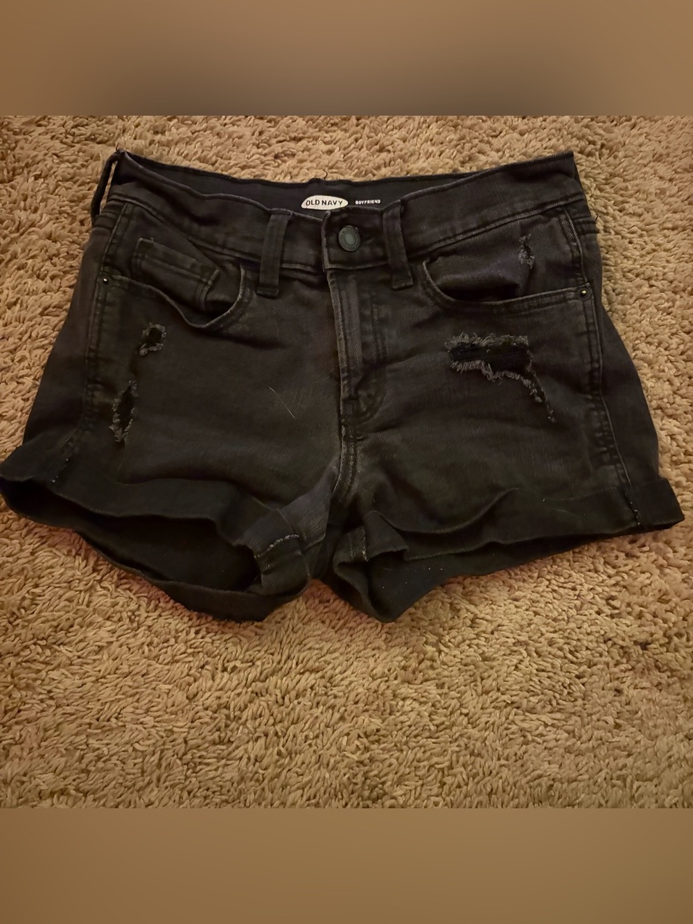 Vintage Old Navy Black Distressed Boyfriend Denim Shorts